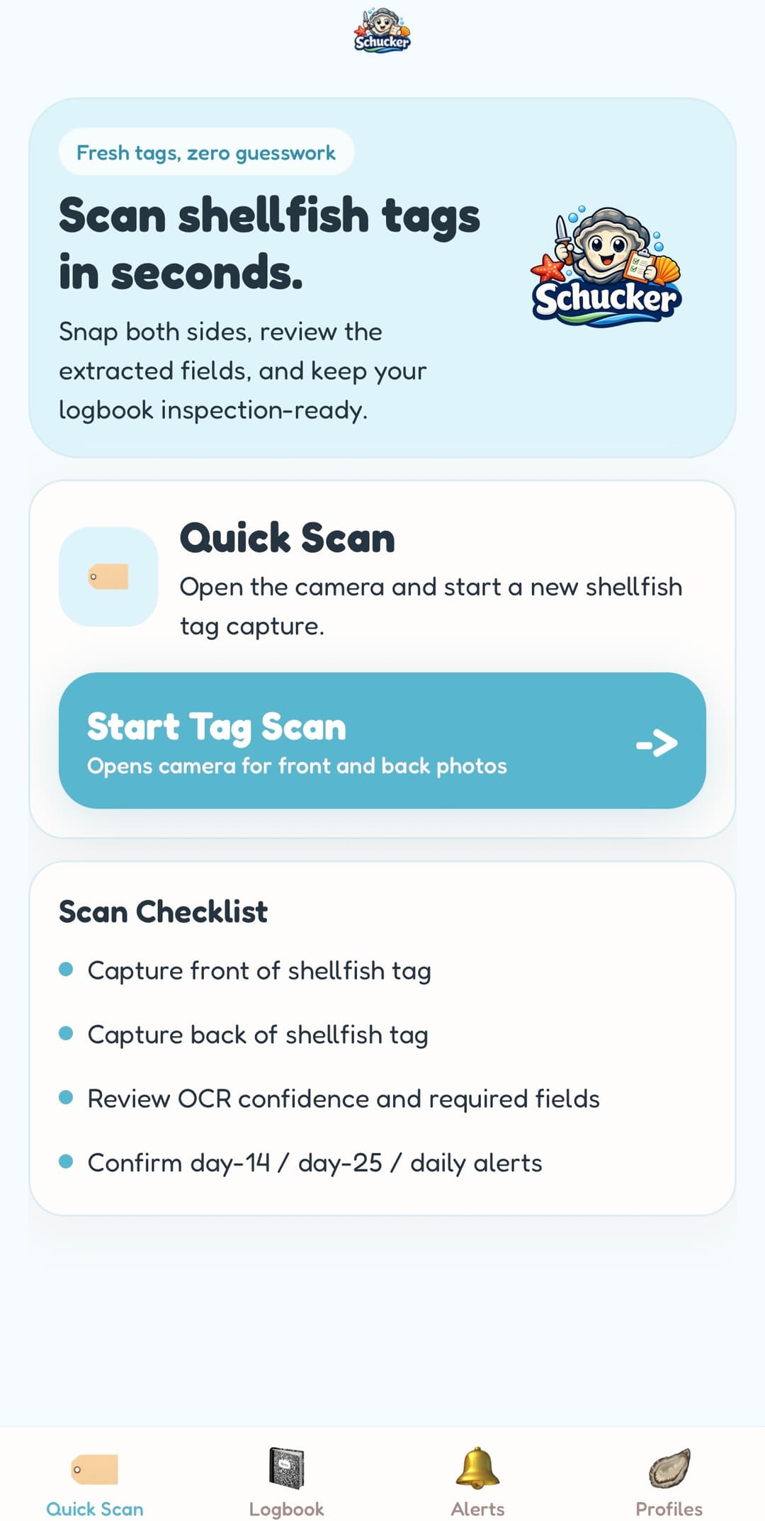 Shucker quick scan screen